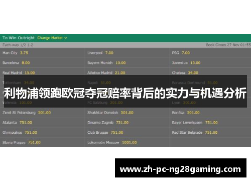 利物浦领跑欧冠夺冠赔率背后的实力与机遇分析