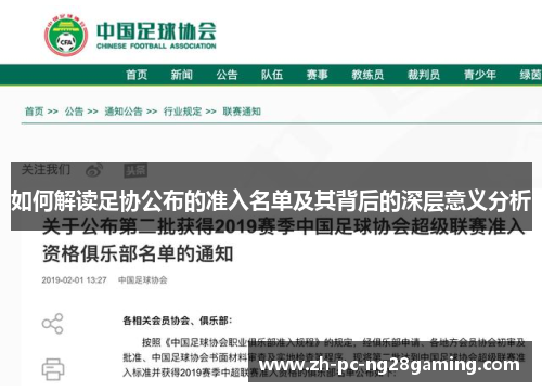 如何解读足协公布的准入名单及其背后的深层意义分析