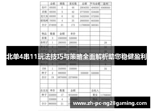 北单4串11玩法技巧与策略全面解析助您稳健盈利
