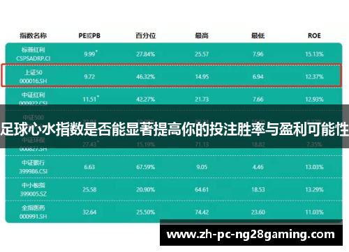 足球心水指数是否能显著提高你的投注胜率与盈利可能性 足球心水指数是否能显著提高你的投注胜率与盈利可能性