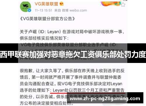 西甲联赛加强对恶意拖欠工资俱乐部处罚力度